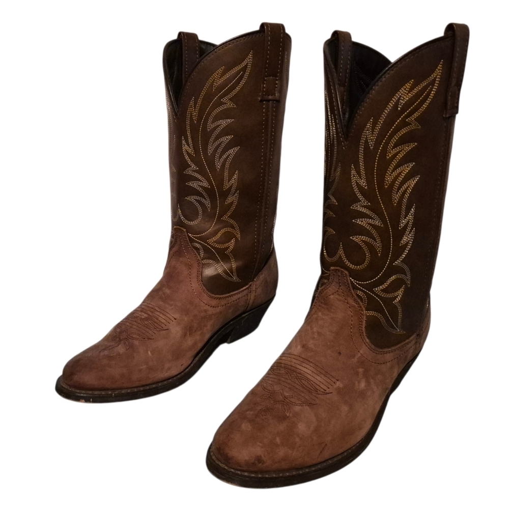 Laredo Brown Round-Toe Cowboy Western Cowgirl Boots Women's 8M - Picture 3 of 8